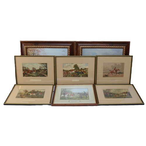 18 - Fifteen framed prints, depicting British hunting scenes, to include portrayals of meetings and break... 