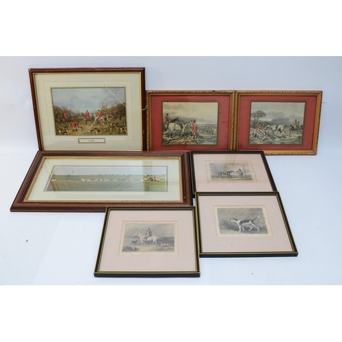 18 - Fifteen framed prints, depicting British hunting scenes, to include portrayals of meetings and break... 