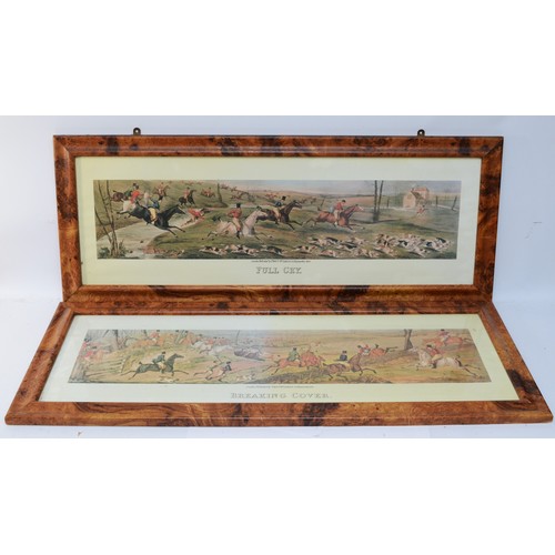 20 - Four framed panoramic prints, depicting English hunting scenes, published by Thos Mclean, 26 Haymark... 