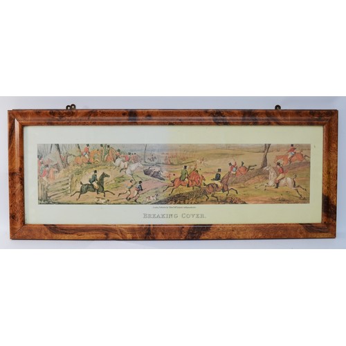 20 - Four framed panoramic prints, depicting English hunting scenes, published by Thos Mclean, 26 Haymark... 