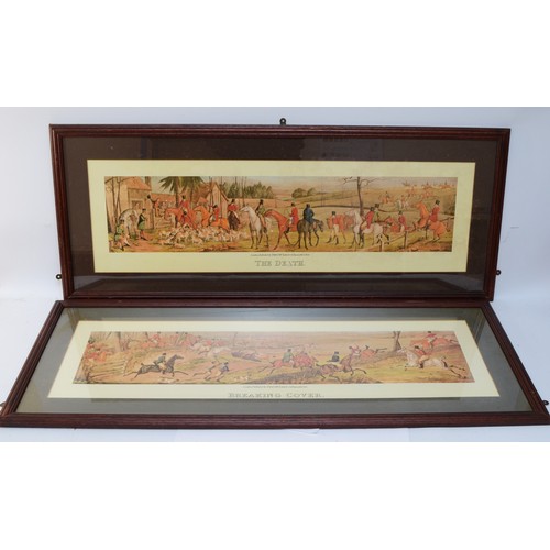 20 - Four framed panoramic prints, depicting English hunting scenes, published by Thos Mclean, 26 Haymark... 