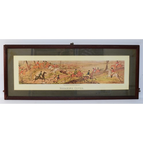 20 - Four framed panoramic prints, depicting English hunting scenes, published by Thos Mclean, 26 Haymark... 