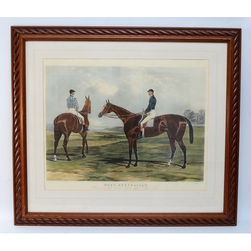 59 - A large, framed engraving of the racehorse, West Australian, Winner of the 2000 Guineas Derby and th... 