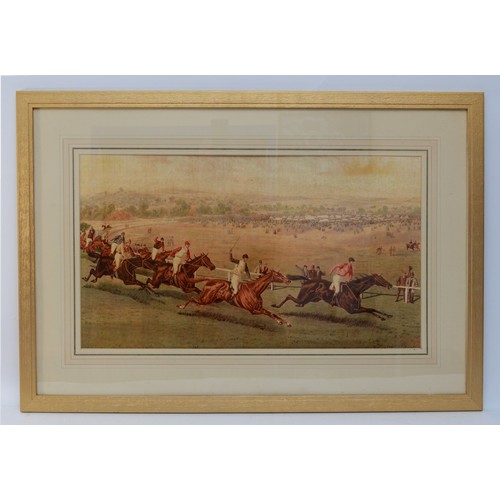 69 - A pair of early twentieth century framed prints, depicting Derby horseracing, H-67cm x 98. (2 items)