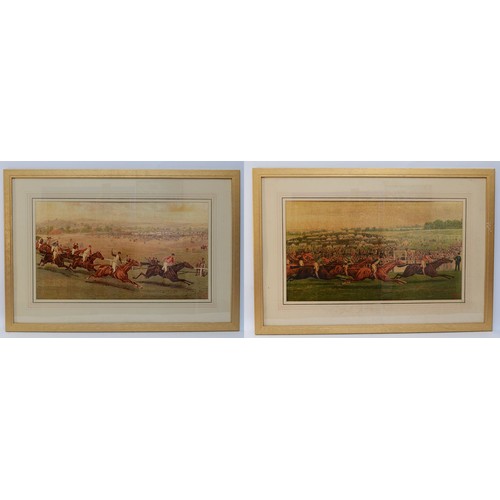 69 - A pair of early twentieth century framed prints, depicting Derby horseracing, H-67cm x 98. (2 items)