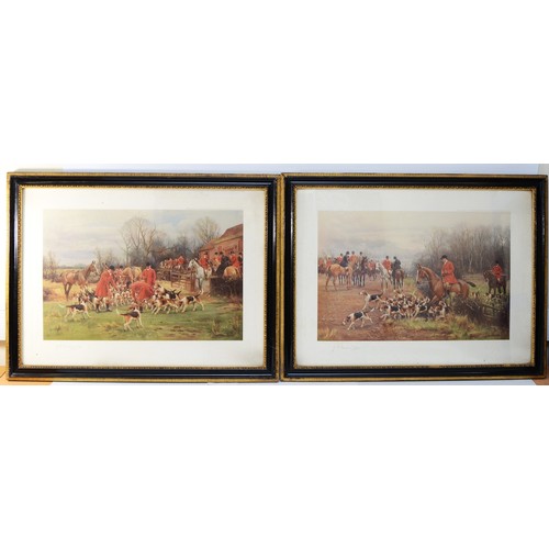 29 - A set of four framed etchings, depicting English hunting scenes including Unkenneling, etched by JS ... 