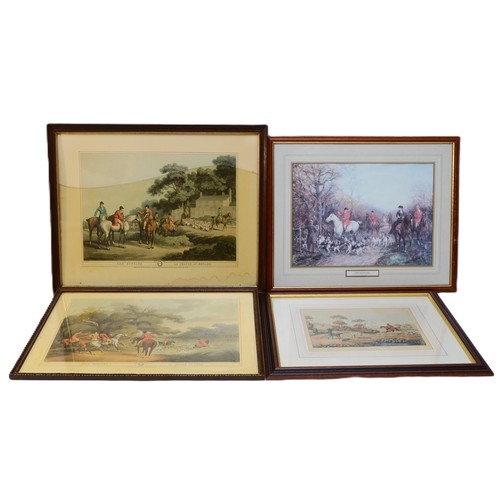 32 - Six framed prints and engravings, depicting English hunting scenes, to include, a pair entitled The ... 