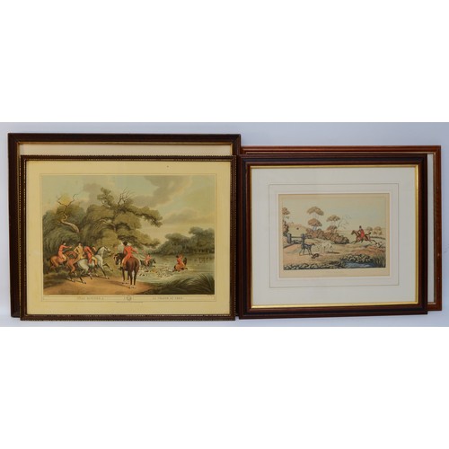 32 - Six framed prints and engravings, depicting English hunting scenes, to include, a pair entitled The ... 