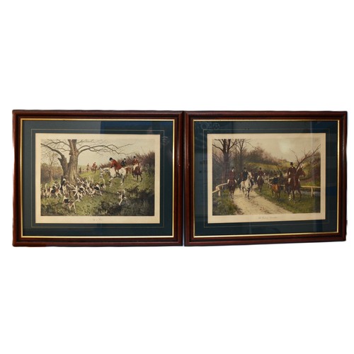 32 - Six framed prints and engravings, depicting English hunting scenes, to include, a pair entitled The ... 