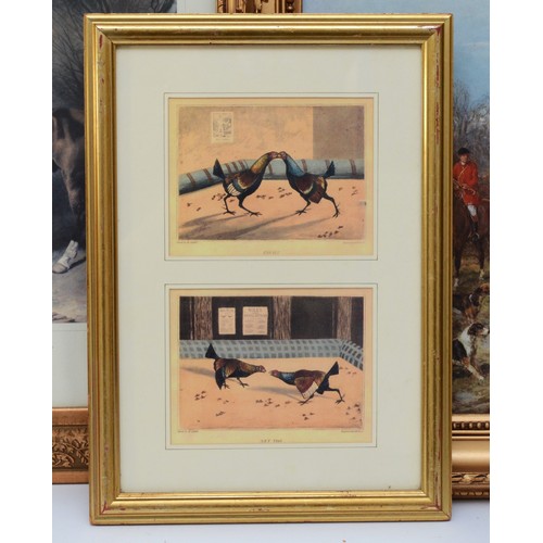 38 - Six large framed prints related to English hunting, to include The Hunter and His Dogs; Going to Cob... 