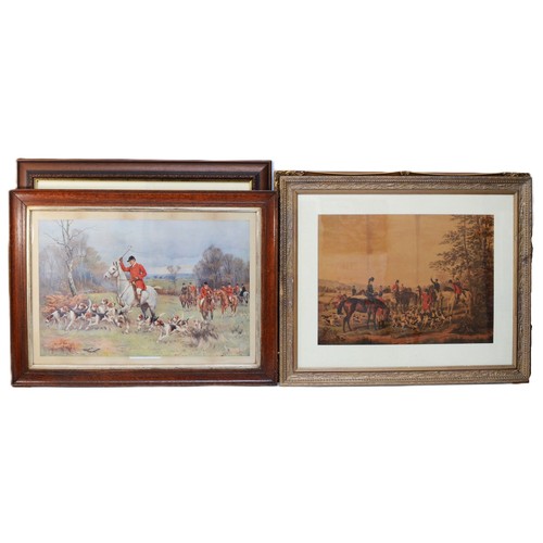 39 - Seven framed prints, to include, a humorous pair depicting foxes as the hunters, painted by Harry B ... 