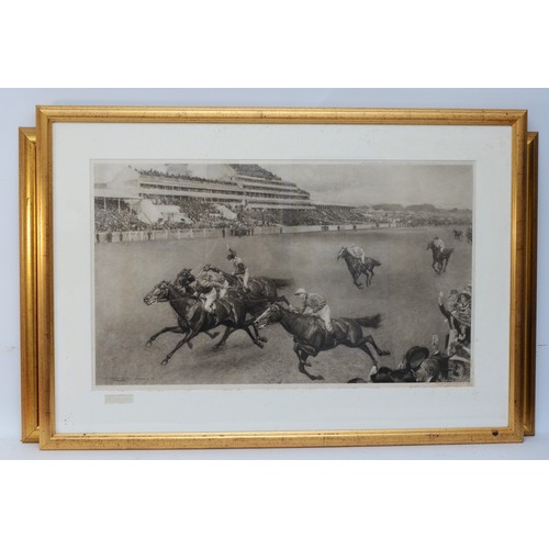 67 - Two framed prints, related to horseracing, one in black and white, published ny Bovril, and signed i... 