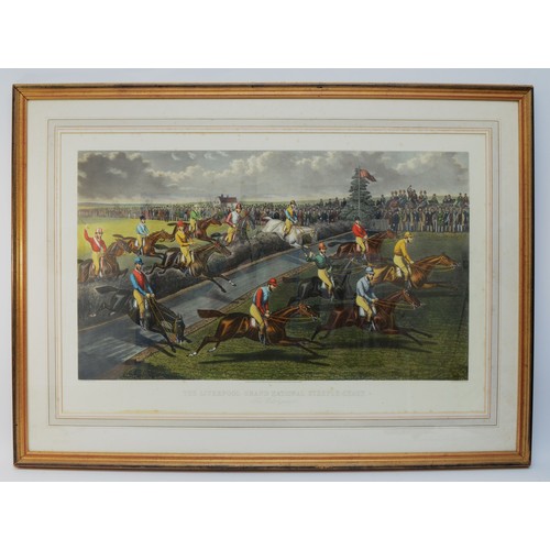 71 - A framed hand-coloured engraving, entitled The Liverpool Grand National Steeple Chase - The Water Ju... 