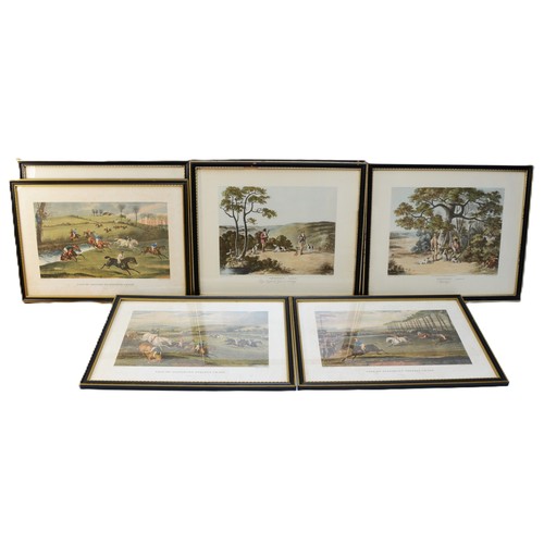 49 - A collection of framed hand-coloured etchings, comprising of two series with four plates each, the V... 