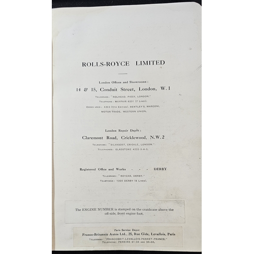 9 - A Rolls-Royce 40/50 HP Phantom III handbook, from 1938 car chassis number 3.CM.57, believed to be in... 