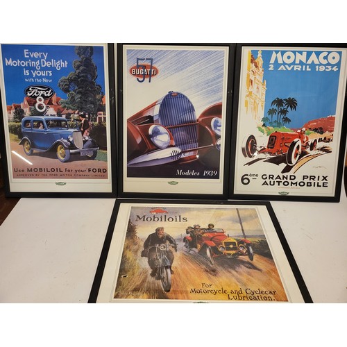 12 - Four Large Framed Classic Car Related Prints, 46cm x 63cm approx. (4 items)