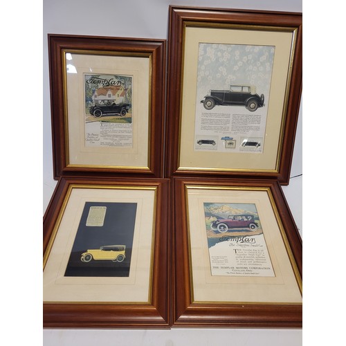 13 - Four Classic Car Related Framed Advertising Prints, Three at 38x31cm, one at 45x37cm. (4 prints)