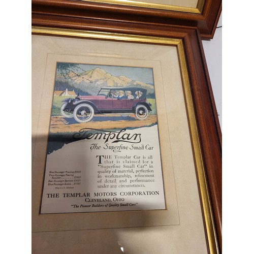 13 - Four Classic Car Related Framed Advertising Prints, Three at 38x31cm, one at 45x37cm. (4 prints)