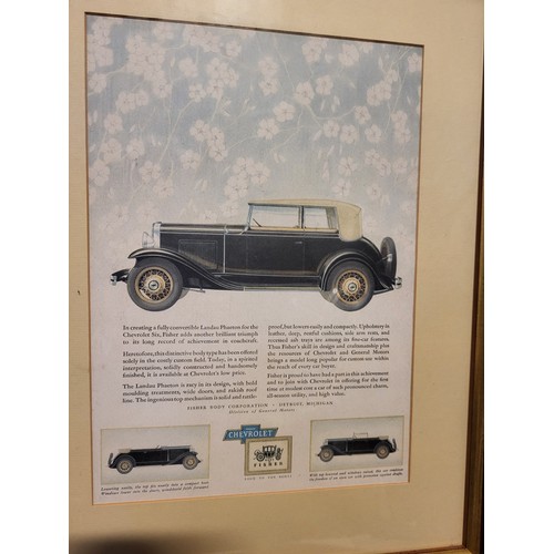 13 - Four Classic Car Related Framed Advertising Prints, Three at 38x31cm, one at 45x37cm. (4 prints)