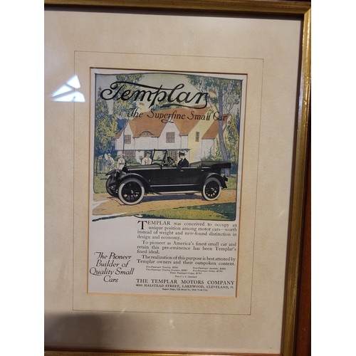 13 - Four Classic Car Related Framed Advertising Prints, Three at 38x31cm, one at 45x37cm. (4 prints)