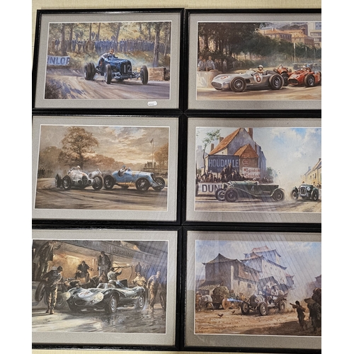 14 - A set of six Alan Fearnley Le Mans prints, 23 x 35cm, framed. (6 items)