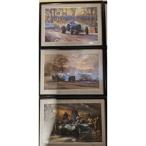 14 - A set of six Alan Fearnley Le Mans prints, 23 x 35cm, framed. (6 items)