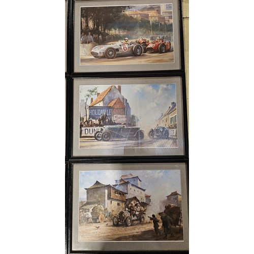 14 - A set of six Alan Fearnley Le Mans prints, 23 x 35cm, framed. (6 items)