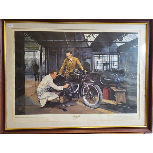 17 - Two Velocette motorcycle prints, 'Foreign Affair', limited edition print by Roy Barrett, signed in p... 