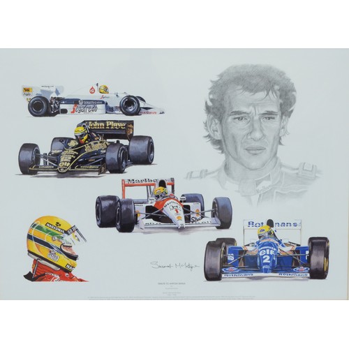 23 - Ayrton Senna a limited edition print, by Andrea Clarkson, 252/1000, signed by the artist, 58 x 79cm ... 