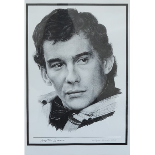 24 - Ayrton Senna, limited edition print by Martin Smith for Sport Art Limited Prints, blind stamp, signe... 