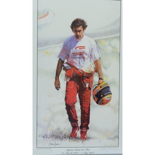 24 - Ayrton Senna, limited edition print by Martin Smith for Sport Art Limited Prints, blind stamp, signe... 