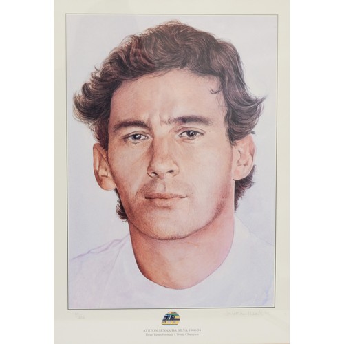 25 - Ayrton Senna, 'Three Times Formula 1 Champion', by Jonathan Roberts, limited edition print, signed b... 