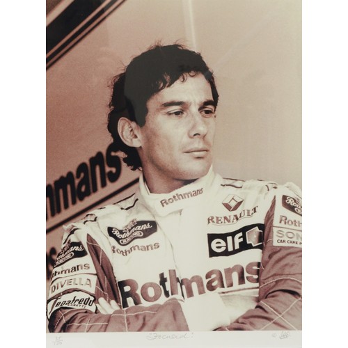 25 - Ayrton Senna, 'Three Times Formula 1 Champion', by Jonathan Roberts, limited edition print, signed b... 