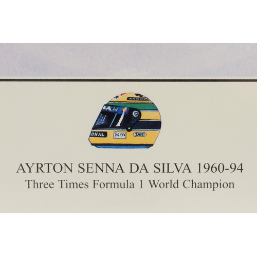 25 - Ayrton Senna, 'Three Times Formula 1 Champion', by Jonathan Roberts, limited edition print, signed b... 