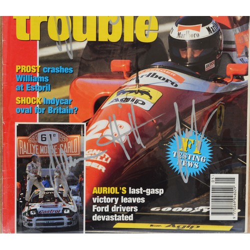 30 - F1 signatures, Michael Schumacher, Ayrton Senna and Damon Hill, with one other, on an Autosport 4th ... 