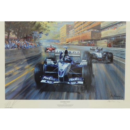 32 - Columbian Magic, Juan Pablo Montoya, limited edition print, by Alan Fearnley, signed in pencil by Mo... 