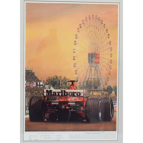 34 - Michael Schumacher, 'Coming Around Again' a limited edition print by David Burk, 295/360, with CoA, ... 