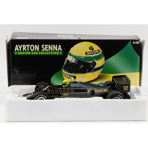 39 - Minichamps, Ayrton Senna Racing Car Collection, scale 1:18 Lotus Renault 97T, 1985, showcase, boxed.... 