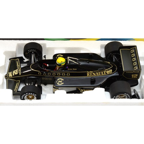 39 - Minichamps, Ayrton Senna Racing Car Collection, scale 1:18 Lotus Renault 97T, 1985, showcase, boxed.... 