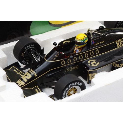 39 - Minichamps, Ayrton Senna Racing Car Collection, scale 1:18 Lotus Renault 97T, 1985, showcase, boxed.... 