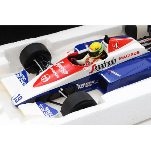 40 - Minichamps, Ayrton Senna Racing Car Collection, scale 1:18 Toleman Hart TG 184, 1984, no showcase, b... 