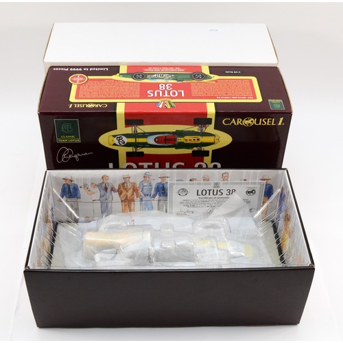 43 - Carousel 1, Jim Clark, Lotus 38, 1965 Indianapolis 500 winner, scale 1:18, original packaging. (1 it... 