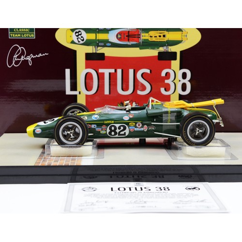 43 - Carousel 1, Jim Clark, Lotus 38, 1965 Indianapolis 500 winner, scale 1:18, original packaging. (1 it... 