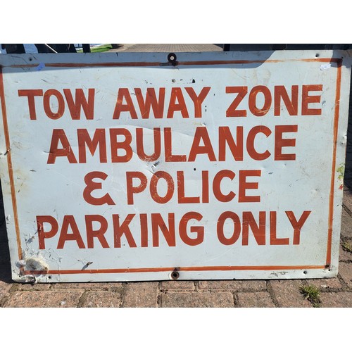 56 - A Shell sign, painted on plywood, approximately 55x56cm, a Tow Away Zone Sign, Alloy plate on plywoo... 