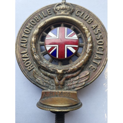 73 - A Royal Automobile Club Associate car badge, a Historic Commercial Vehicle Club badge, an Art Deco r... 