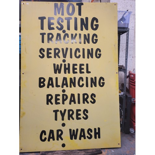 60 - Three Signs, MOT Centre, 60x60cm, Very large garage sign, 182x122cm, Pub sign 106x70cm. (3 items)