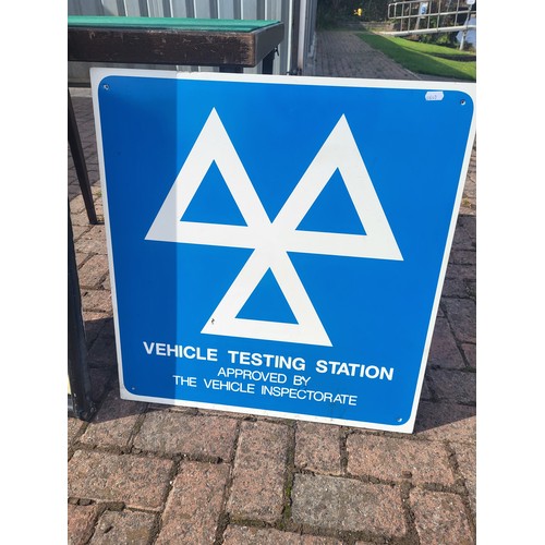 60 - Three Signs, MOT Centre, 60x60cm, Very large garage sign, 182x122cm, Pub sign 106x70cm. (3 items)