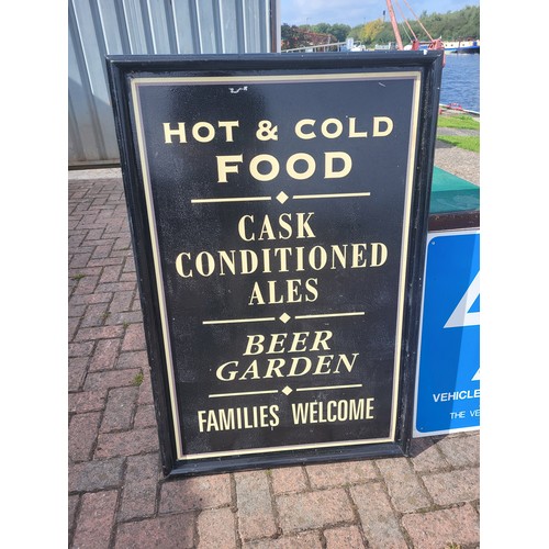 60 - Three Signs, MOT Centre, 60x60cm, Very large garage sign, 182x122cm, Pub sign 106x70cm. (3 items)