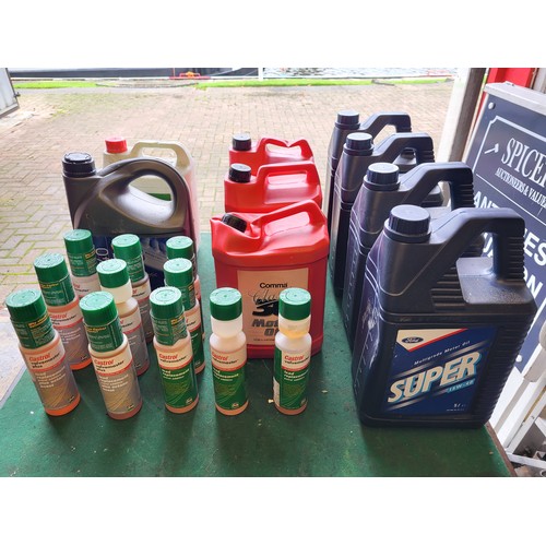 101 - Several containers of Motor Oils and 11 bottles of Castrol Valvemaster Lead Replacement