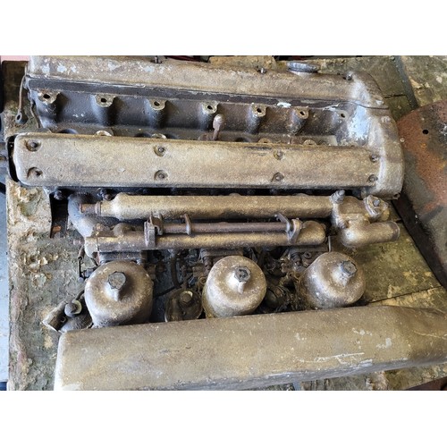 126 - Jaguar SP Type Cylinder Head, from a six cylinder (XK type) engine. Complete with intake manifold an... 